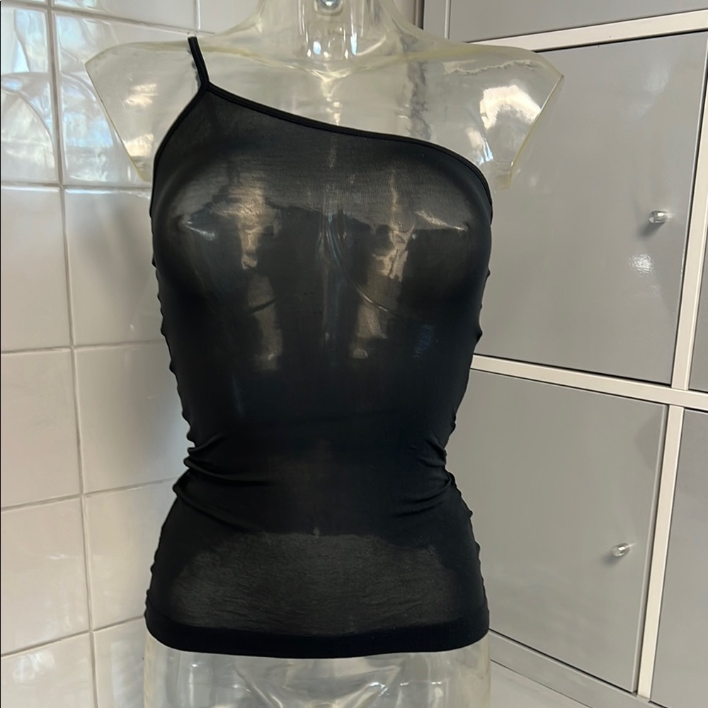 One-Shoulder Sheeer Stocking Layer Dance Cami